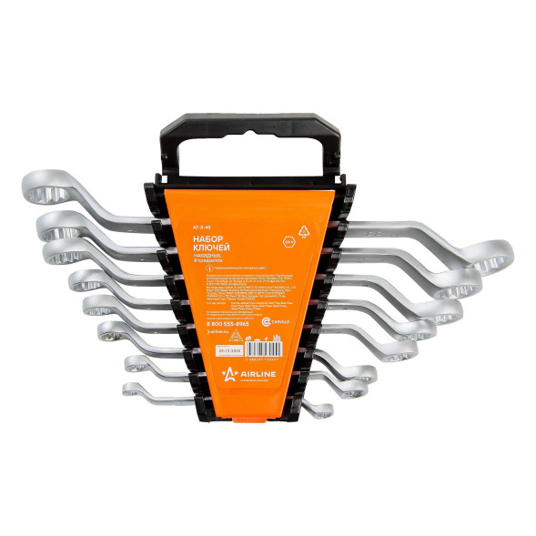 Набор ключей накидных  8 предм.(6*7,8*9,10*11,12*13,14*15,16*17,18*19,20*22мм)(AT-8-48) AIRLINE