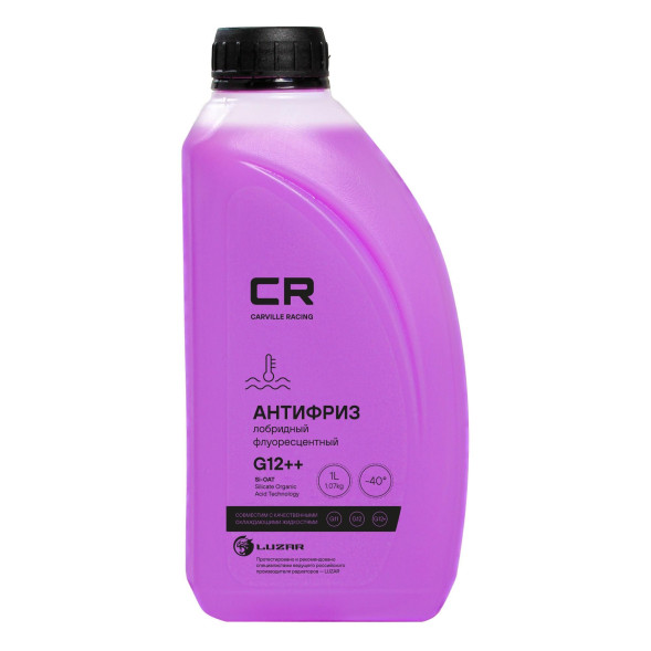 Антифриз фиолетовый CR лобридный флуор. -40°С, G12++, 1л/1.07кг (L2018001) CARVILLE RACING