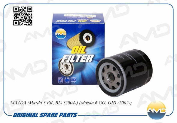 Фильтр масляный LF10-14-302/AMD.JFL51 AMD MAZDA(Mazda 3 BK, BL)(2004-)(Mazda 6 GG, GH) (OP 532/2)