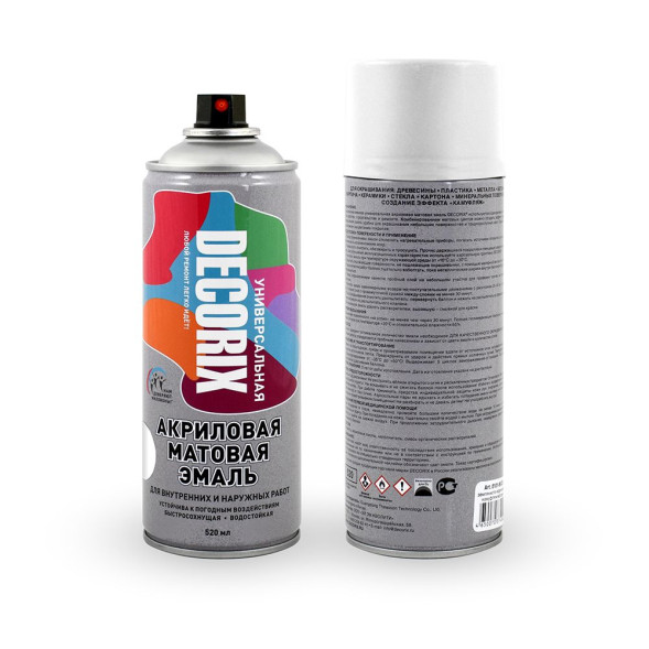 КРАСКА-СПРЕЙ Белый матовый А24 универсальная DECORIX