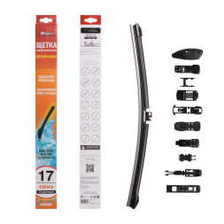 Щетка стеклоочистителя  бескаркасная 430 мм (17"), 10 адаптеров (AWB-BK-430) AIRLINE