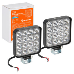 Фара светодиодная квадратная, 16 LED направленный свет, 16W (83х83х22) 12V, 2шт. STANDART (ALED024)