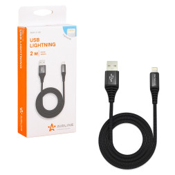 Зарядный Кабель USB - Lightning (Iphone/IPad) 2м, черный нейлоновый (ACH-C-44) AIRLINE