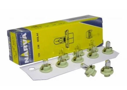 Лампа BAX 12V-2W (BX8,4d) light-green 17054 (Narva) (10шт)