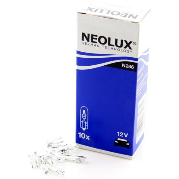 Лампа W1,2W  12V-1,2W (W2x4,6d) Neolux N286 (10шт)