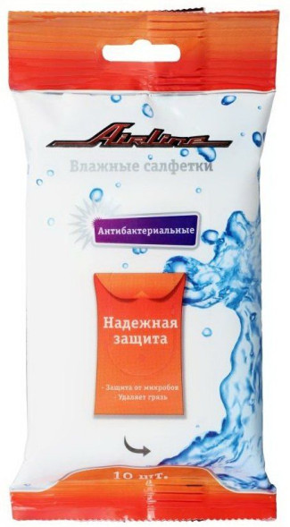 Салфетки влажные  антибактериальная (10 шт.) (AN-A-02) AIRLINE