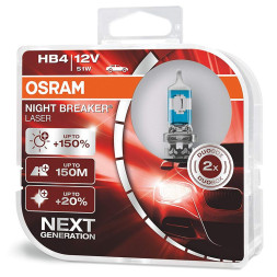 Лампа Night Breaker Laser (+150%) HB4 12V- 51W (P22d)(2шт) DuoBox (Osram) 9006NL-HCB