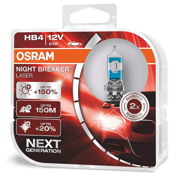 Лампа  Night Breaker Laser (+150%) HB4 12V- 51W (P22d)(2шт) DuoBox (Osram) 9006NL-HCB