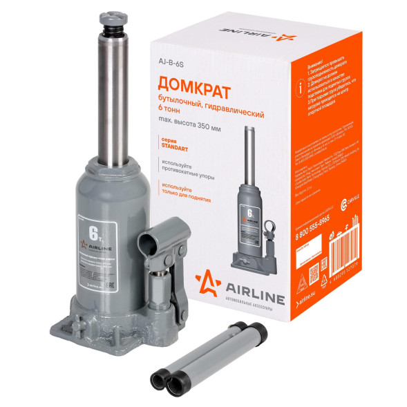 Домкрат бутылочный 6т S (MIN - 175 мм, MAX - 350 мм) (AJ-B-06S) AIRLINE