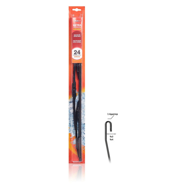 Щетка стеклоочистителя каркасная  600 мм (24&amp;quot;), 1 адаптер (AWB-K-600) AIRLINE