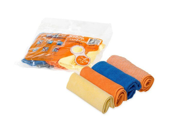 Набор салфеток &amp;quot;рулончики&amp;quot; из микрофибры (4шт., 20*20 см) (AB-V-02) AIRLINE