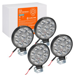 Фара светодиодная круглая, 9 LED направленный свет, 9W (83х83х22) 12V, 4шт. STANDART (ALED033)