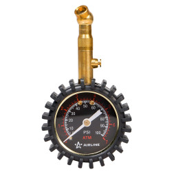 Манометр стрелочный металл. 7АТМ диам. 50мм обрезин. с клапаном сброса PRO (AEAS002) AIRLINE