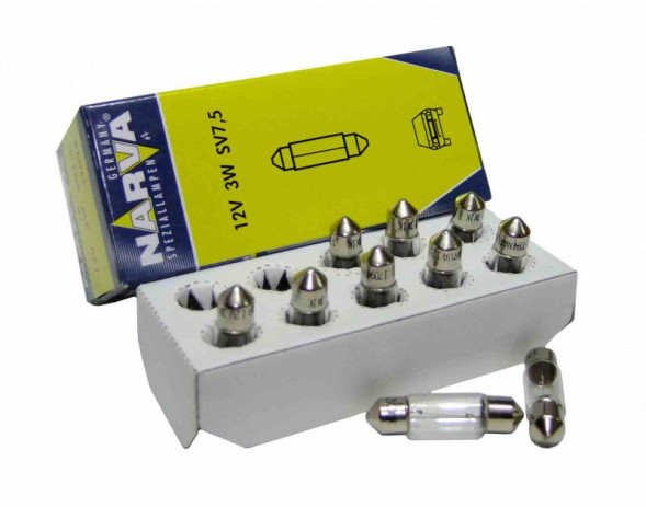 Лампа C3W 12V-3W (SW7x28/8) 17094 (Narva) (10шт)