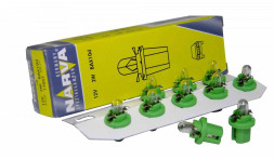 Лампа BAX 12V-2W (BAX8.5d/BAX10d/2) yellow-green 17057 (Narva) (10шт)