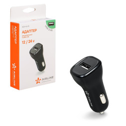 Адаптер автомобильный 1хUSB 2.1А в прикуриватель 12/24В (ACH-1U-12) AIRLINE