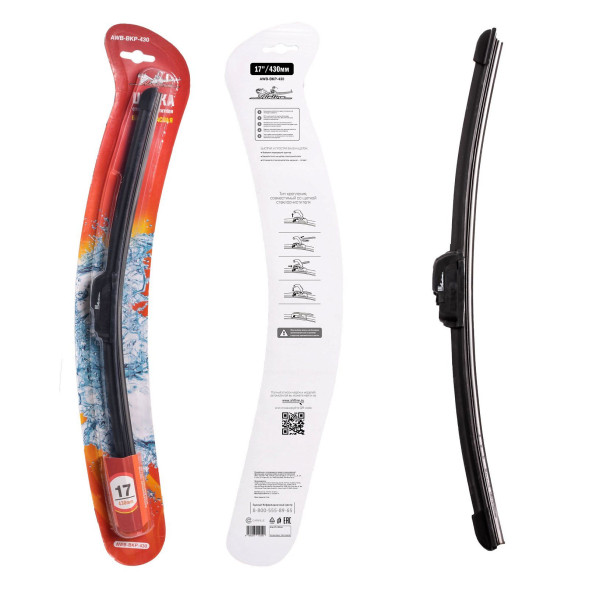 Щетка стеклоочистителя  430 мм (17&amp;quot;) бескаркасная, 1 адаптер (hook 9x3) (AWB-BKP-430) AIRLINE