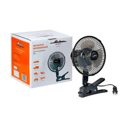 Вентилятор 15см с автоповоротом на прищепке металл 12В(ACF-15-03) AIRLINE