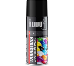 КРАСКА-СПРЕЙ акриловая Чёрная глянцевая RAL 9005 520 мл KUDO KU-A9005 (12шт.)