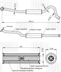Глушитель доп. алюм. (резонатор) ВАЗ 2104i Евро-3 усил. фланец (EAM 0132s) TRIALLI
