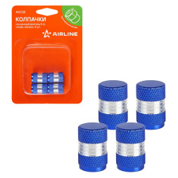 Колпачки на шинный вентиль K-6, синие, металл, 4 шт. (AVC28) AIRLINE