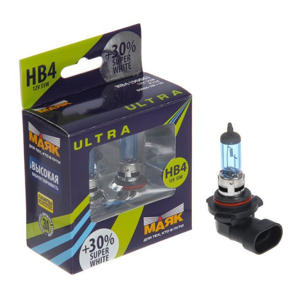 Лампа НB4 12- 65 P22d Super White +30% (9006) МАЯК ULTRA