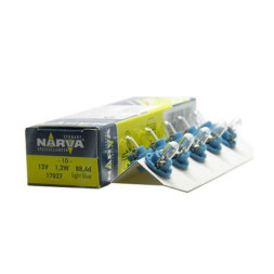 Лампа BAX 12V-1,2W (BAX8,4d) light blue 17027 (Narva) (10шт)