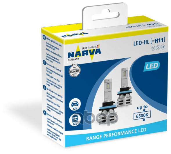 Лампа LED H11  6500K Range Perfomance LED  (упаковка 2шт.) Narva 18048