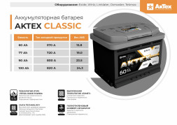 Аккумулятор 6СТ- 62 А/ч 570A VL3 АКТЕХ Classic (242х175х175) +левый