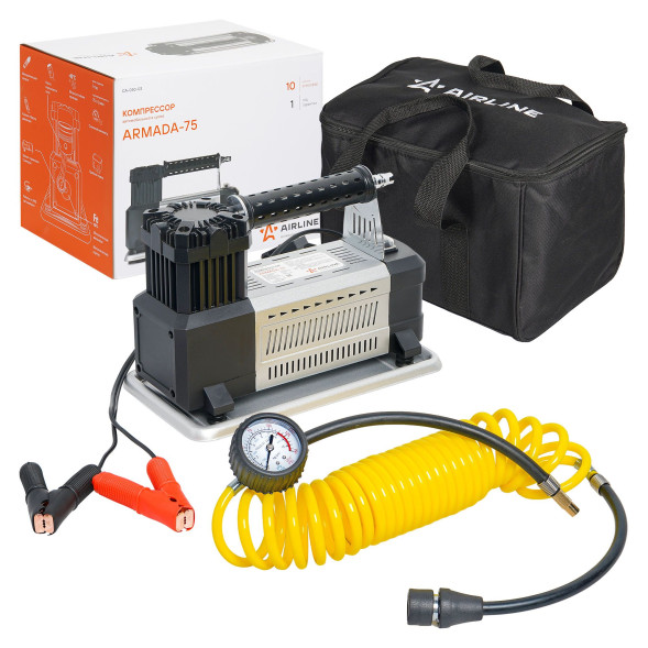 Компрессор ARMADA-75 в сумке (75л/мин., 10АТМ, от АКБ) шланг гармошка 5м (CA-030-03) AIRLINE