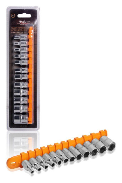 Набор головок торцевых 1/4&amp;quot; DR шестигранных 12пр. (4,4.5,5,5.5,6,7,8,9,10,11,12,13мм) (AT-12-24)