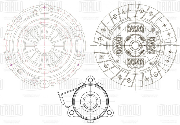 Сцепление в сборе кмпл Chevrolet Lacetti (04-)Daewoo Gentra (13-) с гидр муфт FR 0508 TRIALLI