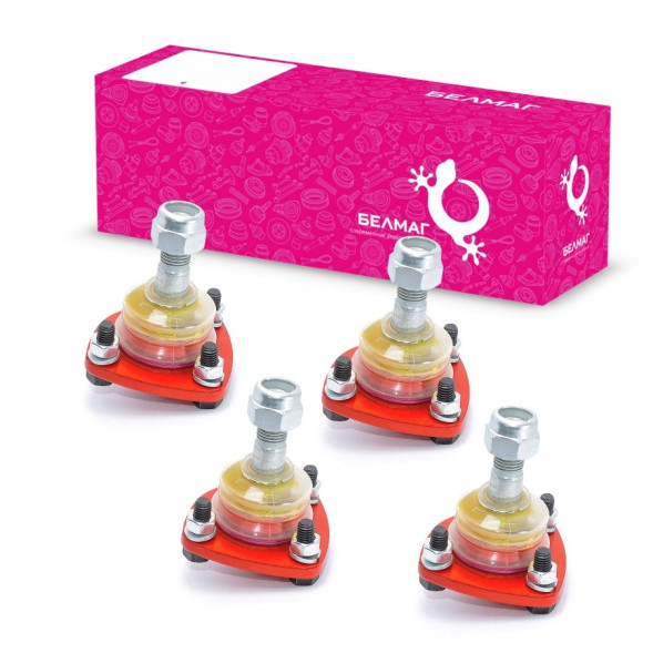 Шаровая опора (к-т2верх2низ)ВАЗ 2101-07 Фаворит-SPORT УСИЛ.красные с силик.пыльникомBM.0224 БелМаг