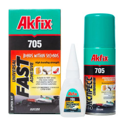Клей секундный Akfix универсальный с активатором, цианоакрилатный 100 гр