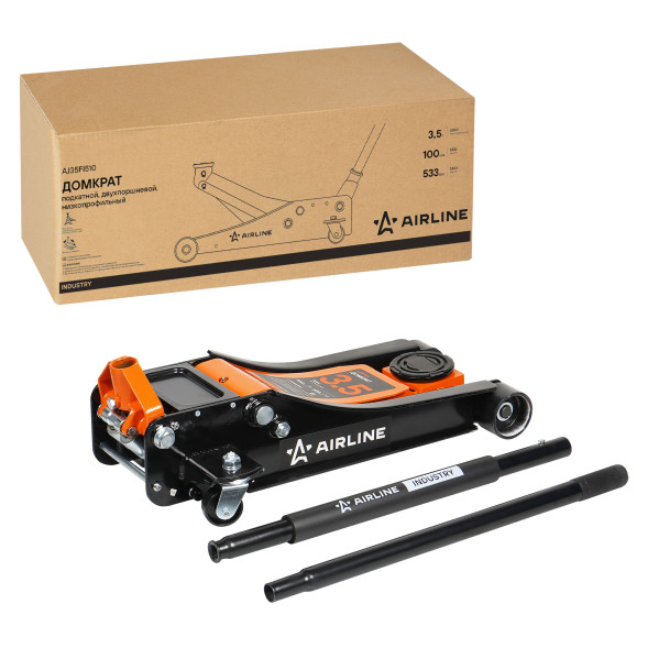 Домкрат подкатной 3.5т 100-533мм INDUSTRY двухпоршневой, низкопрофильный (AJ35FI510) AIRLINE
