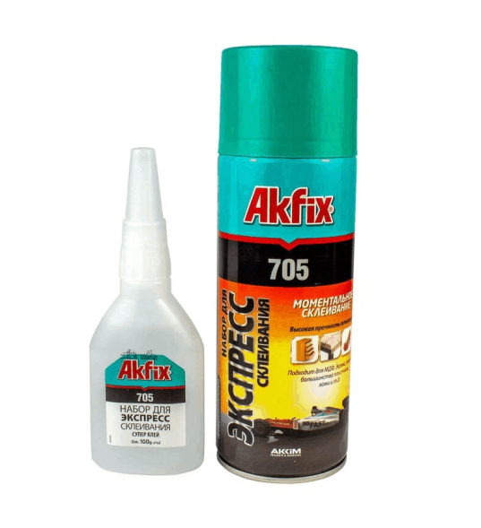 Клей секундный Akfix универсальный с активатором, цианоакрилатный 400 гр