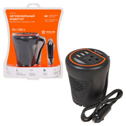 Инвертор 12В-220В, 120 Вт в подстаканник + 3USB (API-120-00)  AIRLINE