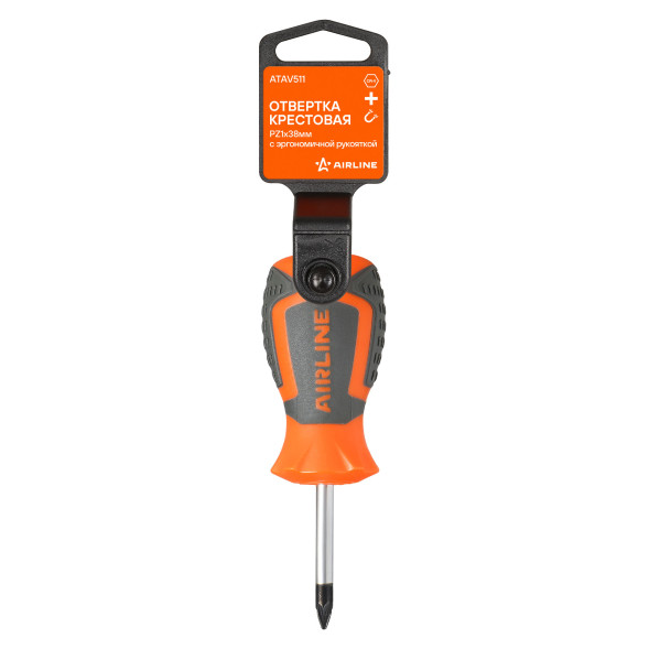 Отвертка крестовая PZ1x38мм, магнитный наконечник, пласт.подвес (ATAV511) AIRLINE
