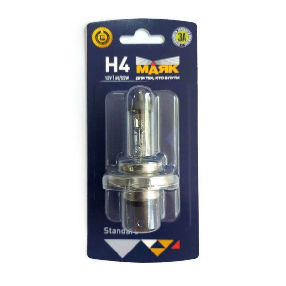 Лампа Н4 12V 60/55W P43t блистер 1 шт МАЯК