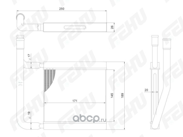 Радиатор отопителя ВАЗ-2190 Гранта/Datsun on-Do (FRH1083)  FEHU