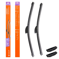 Щетки стеклоочистителя 510/475мм (20"/19") бескаркасные 2 шт., 2 адптр (AWB-BK-510-475K) AIRLINE