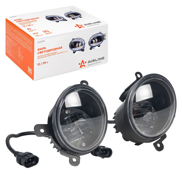 Фара светодиод, четкая свет.граница, 30W Бел, 105х90х95, кмпл 2 шт. (ALED081) AIRLINE