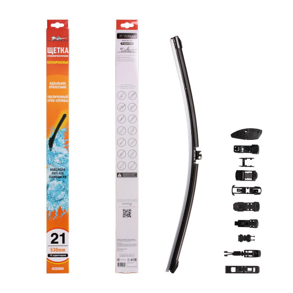 Щетка стеклоочистителя  бескаркасная 530 мм (21&amp;quot;), 10 адаптеров (AWB-BK-530) AIRLINE