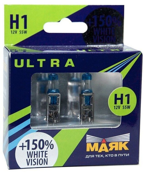 Лампа Н1 12- 55 P14.5s White Vision +150% 82120WV МАЯК ULTRA