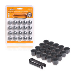 Колпачки на колесные болты/гайки 17 мм, 20 шт.+ съёмник, пластик, серые (AWBN-01) AIRLINE