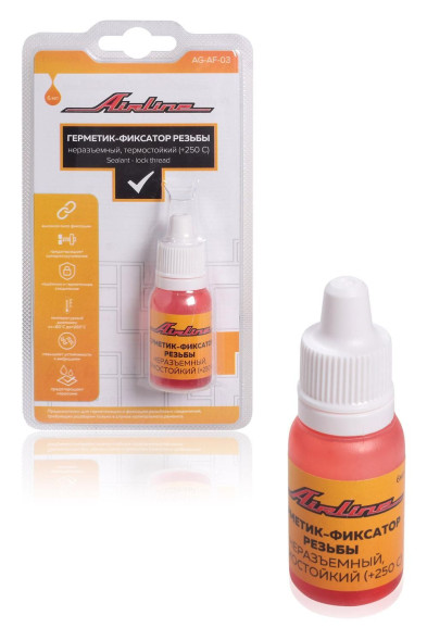 Герметик-фиксатор резьбы, неразъемный, термостойкий (+250 С), 6 мл. (AG-AF-03) AIRLINE