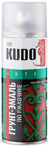 Грунт-эмаль по ржавчине гладкая матовая чёрная RAL 9005 520 мл KUDO KU-319005 (12шт.)