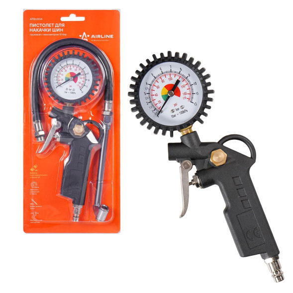 Пистолет для накачки шин грузовой с манометром 12BAR (ATBU004) AIRLINE