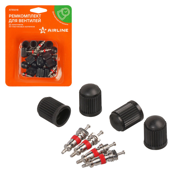 Ремкомплект для вентилей (20 золотников, 20 пласт. Колп.) в блистере (ATRS018) AIRLINE