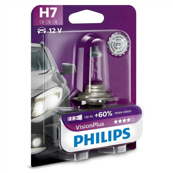 Лампа  Vision Plus +60% H7 12V- 55W (PX26d) блистер (1шт.) (Philips) 12972VPB1 (бл.) xx